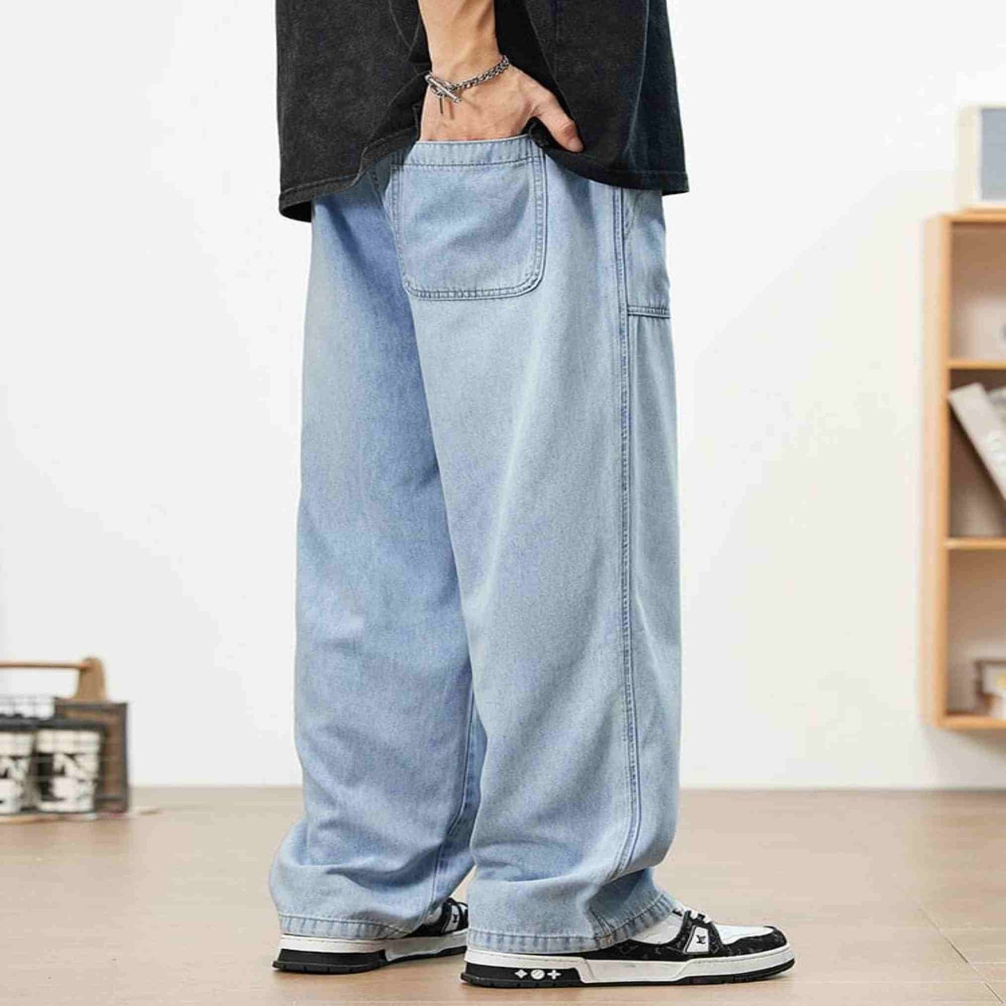 Men's Drawstring Baggy Jeans